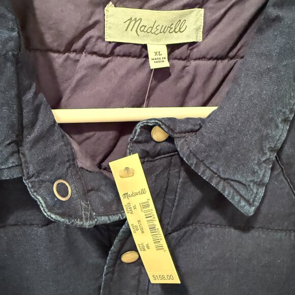 NWT Madewell Quilted Indigo Shirt-Jacket XL - Picture 5 of 5